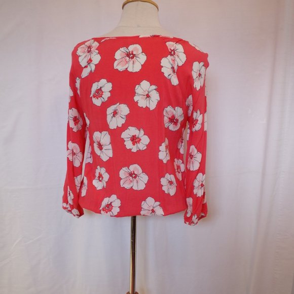 Old Navy Pink Floral Pull On Relaxed Fit Boho Blouse- Sz. Sm - Picture 3 of 4